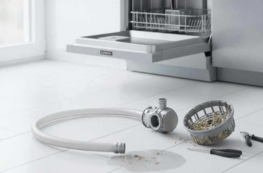 Siemens vaatwasser E25 error oplossen: zo stroomt het water weer weg